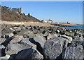 TR2235 : Rock groynes & Folkestone Harbour by Mr Ignavy