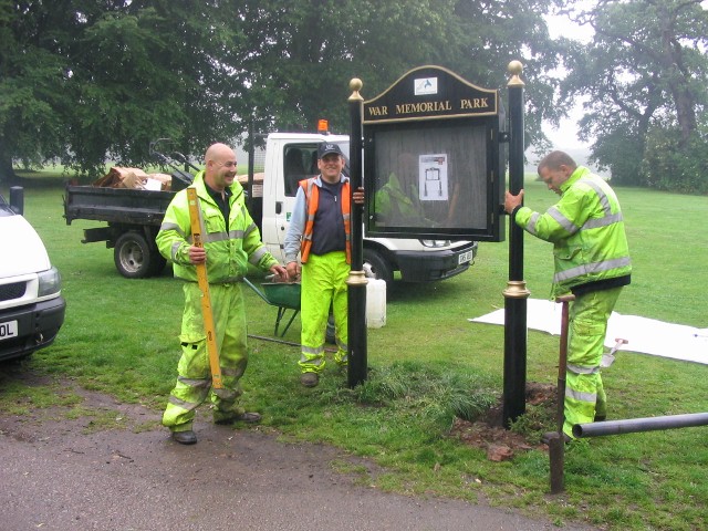 Workmen in War Memorial Park