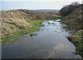 SS8577 : Duneland stream in the south of Merthyr Mawr Warren (looking south east) by eswales