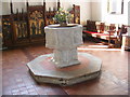 TM3865 : Font at St.Mary's Church, Kelsale by Geographer