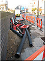 TQ3777 : Deptford Creek Bridge: power cables by Stephen Craven