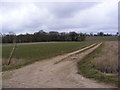 TM3467 : Footpath to Rendham Road & Entrance to Gales Farm by Geographer