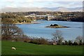 SH5471 : Menai Strait with Suspension Bridge, Anglesey by Christine Matthews