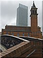 SJ8397 : Bridge, church, tower, Manchester by Paul Harrop