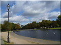 TQ2975 : Lamp post next to the Long Pond by Marathon