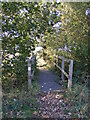 TM3374 : Footbridge of the footpath to Bridge Street, Huntingfield by Geographer