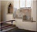 TL7164 : All Saints, Gazeley - Piscina & sedilia by John Salmon