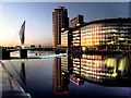 SJ8097 : Media City Footbridge and BBC Offices by David Dixon