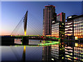 SJ8097 : MediaCityUK; BBC Offices and Pedestrian Swing Bridge by David Dixon