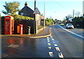 ST0974 : Phonebox and George V postbox, St Nicholas by Jaggery