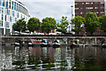 SJ3489 : Canal boats in Liverpool docks by Ian Greig