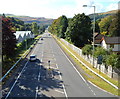 ST0292 : A4233 south of a long footbridge, Ynyshir by Jaggery