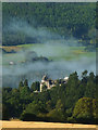 NN9457 : Morning mist clears from the Atholl Palace Hotel, Pitlochry by Karl and Ali