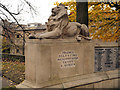 SJ9698 : Stone Lion, Stalybridge War Memorial by David Dixon