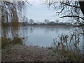 TL4390 : Frozen fishing lake at the end of Block Fen Drove, Wimblington by Richard Humphrey