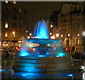 TQ3080 : Fountains in Trafalgar Square at night by Steve  Fareham