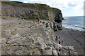 SY9976 : Children climbing at Dancing Ledge by Phil Champion