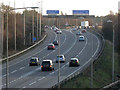 SP1372 : M42 junction 3a north: the southbound M42 divides by Robin Stott