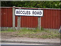 TM3489 : Beccles Road sign by Geographer