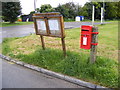 TM1236 : Tattingstone Village Notice Board & Wheatsheaf Church Road Postbox by Geographer