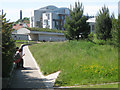 NT2673 : Path between 'tails', Scottish Parliament landscape by Robin Stott