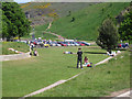 NT2673 : Close-mown grass, Scottish Parliament landscape by Robin Stott