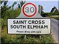 TM2984 : St Cross South Elmham sign by Geographer