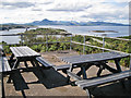 NG7527 : Picnic benches at the viewpoint by Richard Dorrell