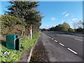 SO5723 : Litter bin and emergency telephone alongside the A40 near Weirend by Jaggery