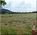 ST7399 : Traffic cone and a rugby pitch, Stinchcombe by Jaggery