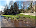 SO2714 : Muddy entrance to St Peter's Church, Llanwenarth Citra by Jaggery