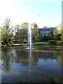 SU9850 : Fountain & Lake on Stag Hill Campus by Geographer