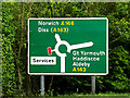 TM4192 : Roadsign on the A146 Norwich Road by Geographer