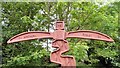 SJ9594 : Sustrans Signpost at Swain's Valley (Top detail) by Gerald England