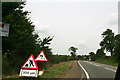 SP7449 : Road works on the A158 near the Stoke Bruerne turn-off by Chris