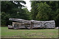 TQ2759 : Woodmansterne: village sign carved from fallen timber, in Woodmansterne Park by Christopher Hilton