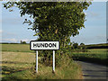 TL7146 : Hundon Village Name sign on Hundon Road by Geographer