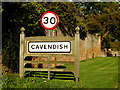 TL7945 : Cavendish Village Name sign on the A1092 Stour Street by Geographer