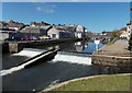 SM9515 : Weir and fish pass in the  Western Cleddau, Haverfordwest by Jaggery