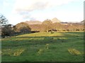 SH6043 : Long shadows on farmland west of Erw Fawr by Christine Johnstone