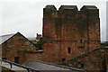 NY3956 : Carlisle Castle keep with the cathedral beyond by Christopher Hilton