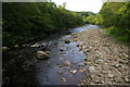 NY7962 : River Allen: view downstream from the footbridge at Plankey Mill by Christopher Hilton