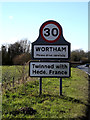 TM0877 : Wortham Village Name sign by Geographer