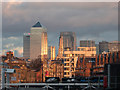 TQ3680 : Canary Wharf from London SE16 by Christine Matthews