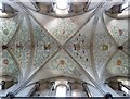 SU9007 : View upwards at Boxgrove Priory church ceiling by Rob Farrow