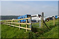 SJ5568 : Metal kissing gate on footpath Delamere 14 by Jonathan Hutchins