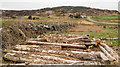 NM3921 : Old timber stack near Bunessan by Trevor Littlewood