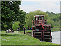 TQ0072 : The Lucy Fisher tying up at Runnymede by Stephen Craven