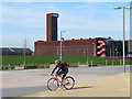 TQ3784 : Cyclist in the Olympic Park by Stephen Craven