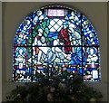 TQ0213 : St Michael - Window in top of door arch by Rob Farrow